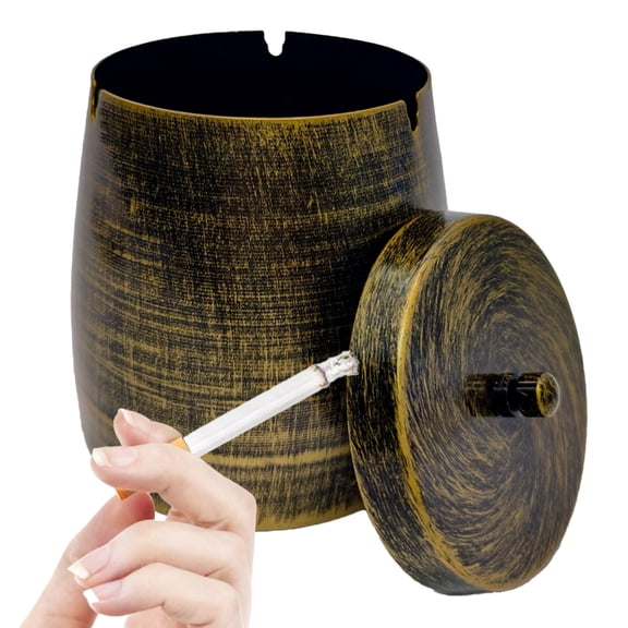 SUSWIM Ash Tray, Large Outdoor Ashtray with Lid, Ashtray for Outside Patio, Stainless Steel Windproof Smokeless Ash Tray for Balcony, Ashtrays for Smokers, Cigar Ashtray, Home Office Decoration