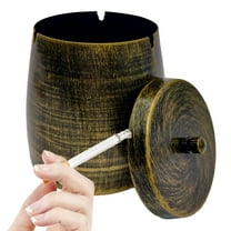 SUSWIM Ash Tray, Large Outdoor Ashtray with Lid, Ashtray for Outside Patio, Stainless Steel Windproof Smokeless Ash Tray for Balcony, Ashtrays for Smokers, Cigar Ashtray, Home Office Decoration