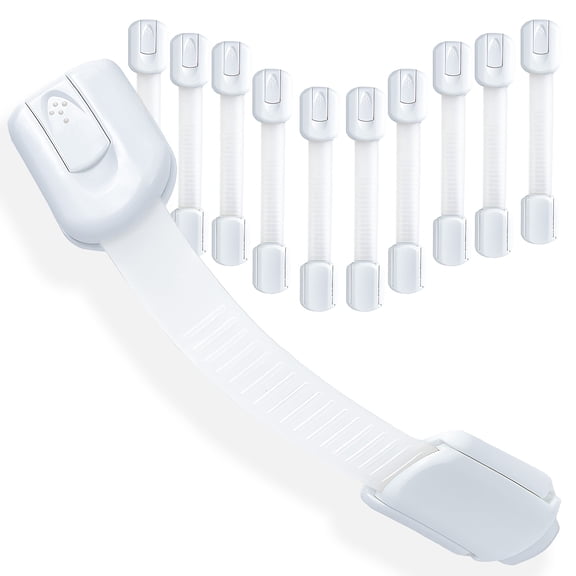SUSWIM Baby Locks (10-Pack) Child Safety Cabinet Proofing - Safe Quick and Easy 3M Adhesive Cabinet Drawer Door Latches No Screws & Magnets Multi-Purpose for Furniture Kitchen Ovens Toilet Seats