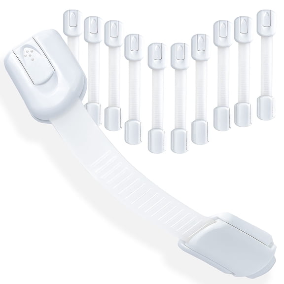 SUSWIM Baby Locks (10-Pack) Child Safety Cabinet Proofing - Safe Quick and Easy 3M Adhesive Cabinet Drawer Door Latches No Screws & Magnets Multi-Purpose for Furniture Kitchen Ovens Toilet Seats
