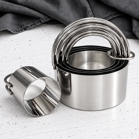 SUSWIM Biscuit Cutter Set (5 Pieces/Set), Round Cookies Cutter with Handle, Professional Baking Dough Tools