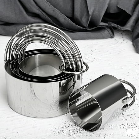 SUSWIM Biscuit Cutter Set (5 Pieces/Set), Round Cookies Cutter with Handle, Professional Baking Dough Tools