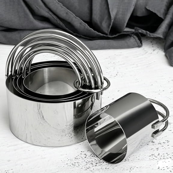 SUSWIM Biscuit Cutter Set (5 Pieces/Set), Round Cookies Cutter with Handle, Professional Baking Dough Tools