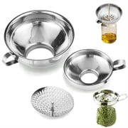 SUSWIM Stainless Steel Wide-Mouth with Strainer for Mason Jars Canning Funnel Set - 3pcs