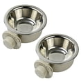 thumbnail image 1 of SUSWIM Crate Dog Bowl, Removable Stainless Steel Hanging Pet Kennel Cage Bowl Food & Water Feeder Coop Cup for Puppy, Cat, Rabbit,Guinea Pigs 2pcs (gray，Small), 1 of 7