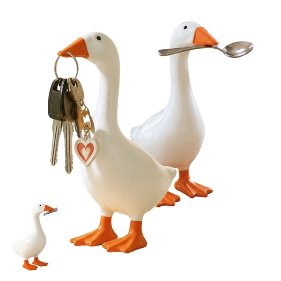 SUSWIM Desk Goose 7 Inches Magnetic Goose Key Holder for Desktop, Cute Resin Goose Figurine with Strong Magnet Beak, Funny Animal Desk Ornament & Mini Desk Goose for Office & Home