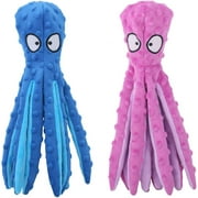 SUSWIM Dog Squeaky Toys Octopus - No Stuffing Crinkle Plush Toys for Puppy Teething, Durable Interactive Chew Toys for Small, Medium and Large Dogs Training and Reduce Boredom, 2 Pack