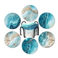 thumbnail image 1 of SUSWIM Drink Coasters with Holder, Absorbent Coaster Sets of 6, Marble Style Ceramic Drink Coaster for Tabletop Protection,Suitable for Kinds of Cups, Wooden Table, Cool Home Decor, 4 Inches, 1 of 6