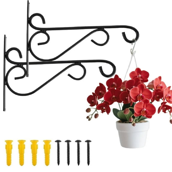 WLGJL 12 in wall mount plant hanger hook, 2pcs rust-resistant iron art bracket for hanging plants