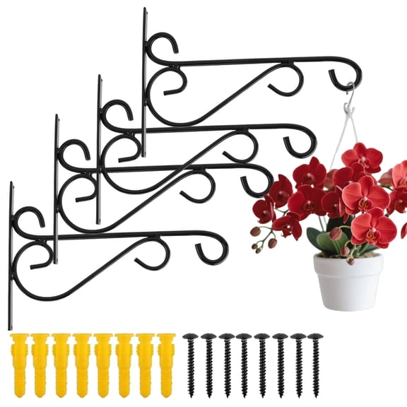 WLGJL Hanging Plant Brackets, 4pcs 12 Inch Wall Mount Bracket Strong Durable Rust-Resistant Plant Hanger Hook with High Load Capacity 120lb for Hanging Plants Bird Feeder Lantern Wind Chimes