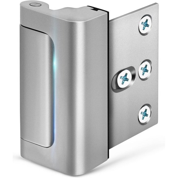 WLGJL Home Security Door Lock with 8 Screws, Childproof Door Reinforcement Lock with 3 Inch Stop Withstand 800 lbs for Inward Swinging Door, Upgrade Night Lock to Defend Your Home (Silver),1pcs
