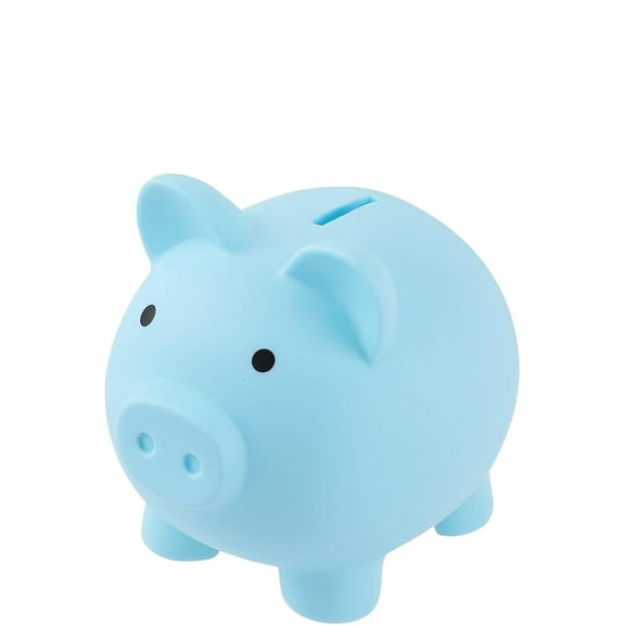 SUSWIM Large Piggy Banks, Cute Plastic Pig Money Box, Piggy Bank for Girls and Boys, Unbreakable Plastic Coin Bank Fun Gifts for Birthday, Festival, Baby Shower (Blue)