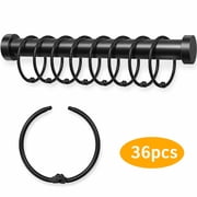 SUSWIM Metal Shower Curtain Rings, 36-Count, Rustproof, Glide Smoothly（Black）
