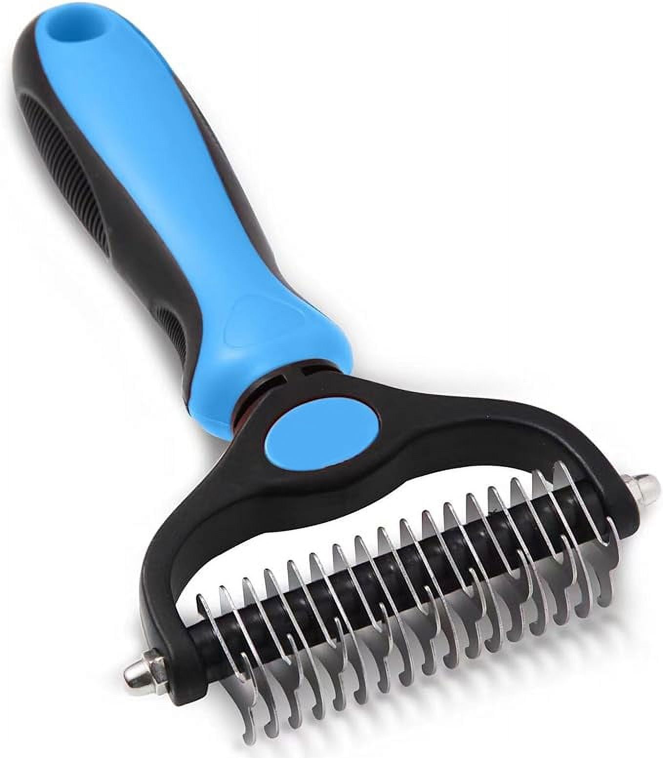 SUSWIM Pet Grooming Brush-Double Sided Shedding and Dematting Undercoat Rake Comb for Dogs and Cats, No More Nasty Shedding or Flying Hair
