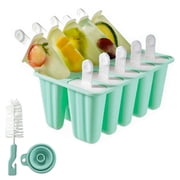SUSWIM Popsicle Molds 10 Pieces Silicone Ice Pop Molds Popsicle Mold Reusable Easy Release Ice Pop Maker10 Cavities-Green