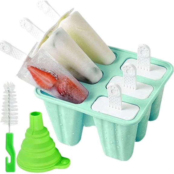SUSWIM Popsicle Molds, 6 Pieces Silicone Ice Pop Models Popsicle Models Reusable BPA Free Easy Release (Green)