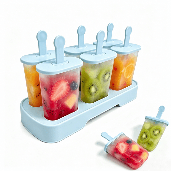 SUSWIM Popsicles Molds Set, 6 PCS Ice Pop Mold,Homemade Ice Cream Mould with Sticks, Popsicle Maker（Blue）