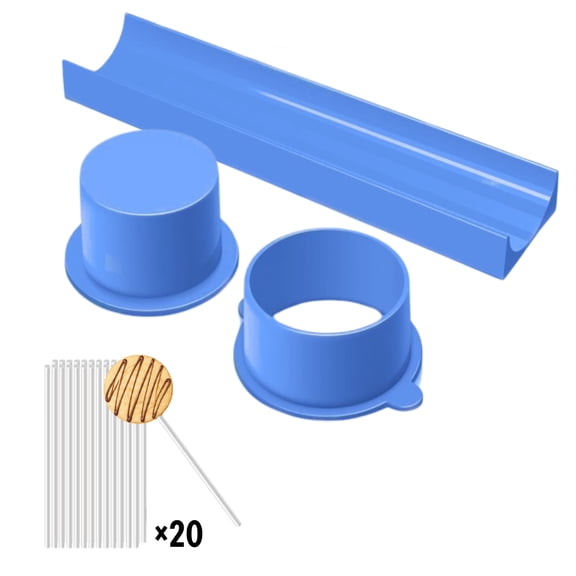 SUSWIM Round Cake Pop Mold Set with 9 Inch Tray and Sticks, ABS Cake Pop Maker, Circle Cake Pop Cutter and Pusher, Baking Molds Kit for Parties, Wedding,Home Desserts MakingBlue