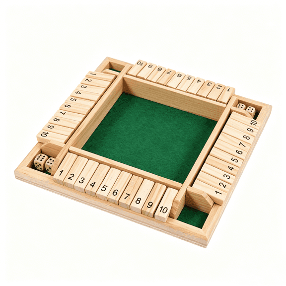 SUSWIM Shut The Box Dice Game for 2-4 Players, Family Wooden Board Table Math Games（Green）