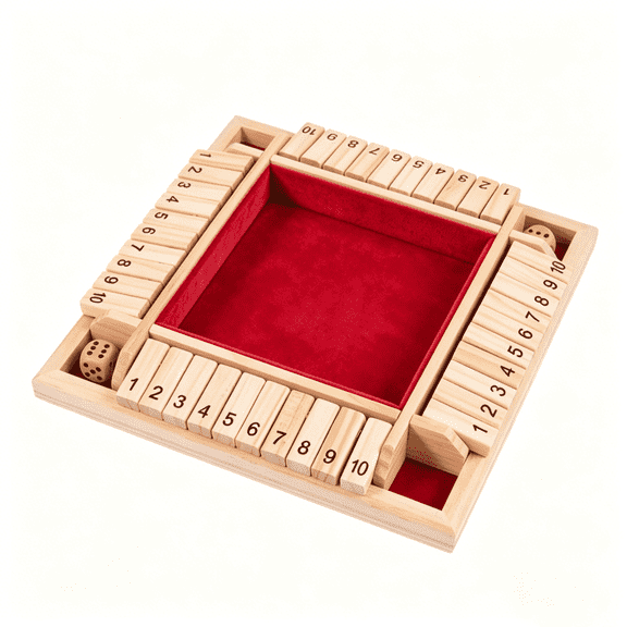SUSWIM Shut The Box Dice Game for 2-4 Players, Family Wooden Board Table Math Games
