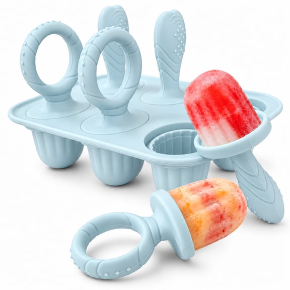 SUSWIM Silicone Baby Popsicle Molds with Sticks, Mini Popsicles Molds for Babies Breastmilk Popsicle Molds for Teething Relief, Frozen Treats Maker Popsicle Maker Ice Pop Mold for Toddlers Kids（Blue）