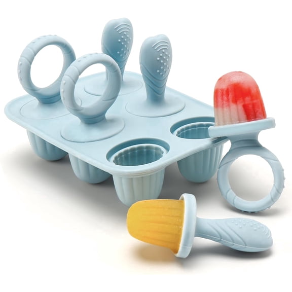 SUSWIM Silicone Baby Popsicle Molds with Sticks, Mini Popsicles Molds for Babies Breastmilk Popsicle Molds for Teething Relief, Frozen Treats Maker Popsicle Maker Ice Pop Mold for Toddlers KidsBlue