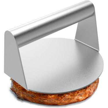 SUSWIM Stainless Steel Burger Press, 6.2 Inch Round Smasher, Non-Stick Smooth Hamburger Press Flat Bottom Without Ridges, Bacon Grill Perfect for Top Griddle Cooking
