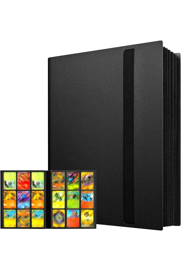 Trading Card Binder 9 Pocket Pages, Sports Hockey Card Binder Collector Side-loading Baseball Card Holder Binder with Sleeves 20 Sheets 360 Game Card Book Binders for Soccer Basketball Cards