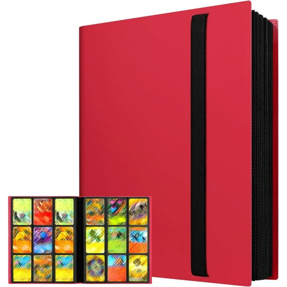 SUSWIM Trading Card Binder 9 Pocket Pages, Sports Hockey Card Binder Collector Side-loading Baseball Card Holder Binder with Sleeves 20 Sheets 360 Game Card Book Binders for Soccer Basketball Cards