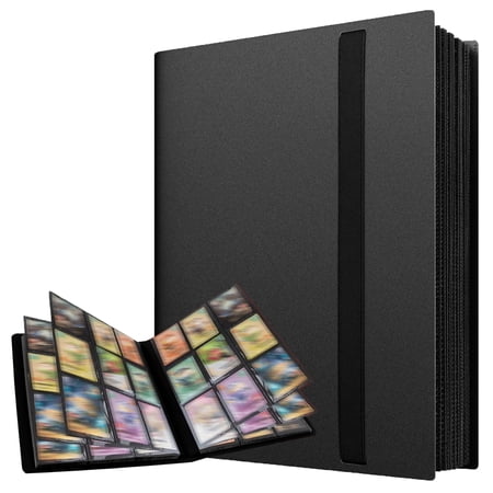 SUSWIM Trading Card Binder 9 Pocket Pages, Sports Hockey Card Binder Collector Side-loading Baseball Card Holder Binder with Sleeves 20 Sheets 360 Game Card Book Binders for Soccer Basketball Cards
