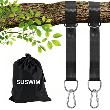 SUSWIM Tree Swing Hanging Straps Kit Holds 2000 lbs,5ft Extra Long Straps Strap with Safer Lock Snap Carabiner Hooks Perfect for Tree Swing & Hammocks, Perfect for Swings