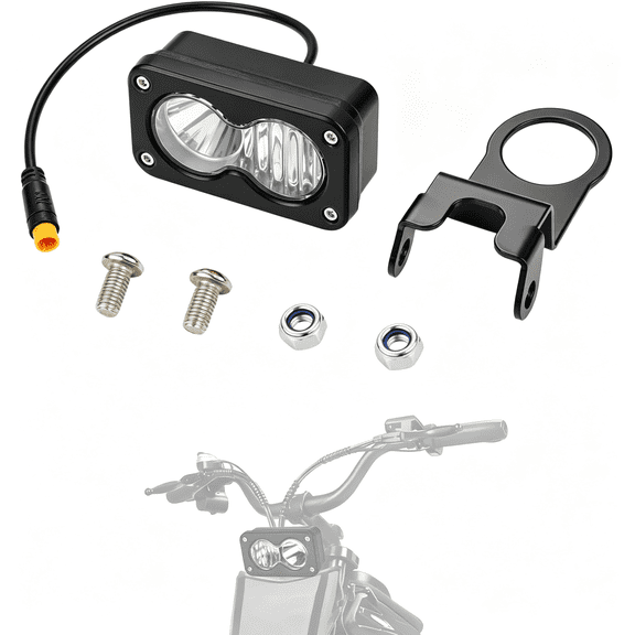 SUTAU Headlight Kit 20W 6000-6500K Led Light Bar Compatible Fit for Q20 Ebike 3-Pin Dual Beam E Bike Front Light Waterproof Plug and Play Headlamp with Mount Bracket White
