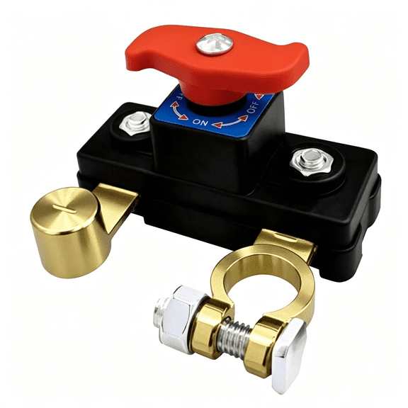 SUTAU Universal Battery Disconnect & Leak Protector, Corta Corriente De Bateria, Battery Cut Off Switch 12V-24V Heavy Duty, Pure Copper, Manual Adjustable Kill Switch for Truck Car Rv Boat (1Pc)