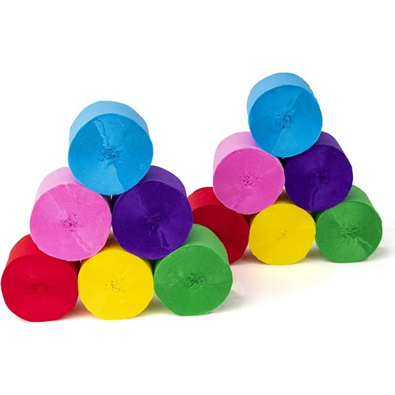 SUTENG 12 Rolls Value Pack of 6 Unique Rainbow Colors Wonderful Decoration for Parties, Birthdays, Weddings and Other Celebrations