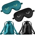 thumbnail image 1 of SUTENG 2 PCS Kids Silk Sleeping Eye Masks Cute Lightweight Adjustable Satin Eye Masks with 2 Storage Pouches, 1 of 5