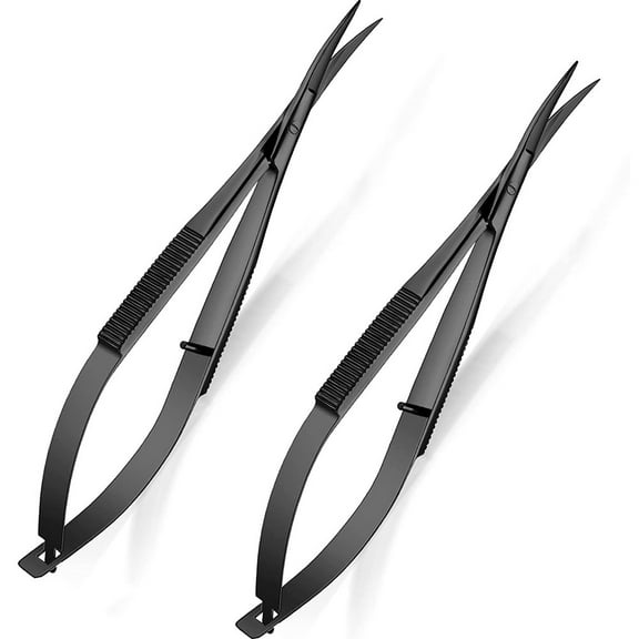 SUTENG 2 Pieces 4.7 Inch Embroidery Sewing Scissors Spring Action Curved Scissors Thread Snips Micro Tip Scissors Stainless Steel