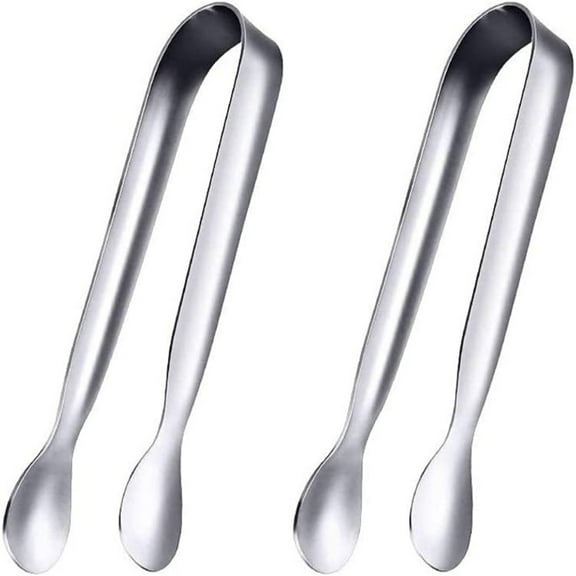 SUTENG 2pcs Sugar Tongs U Shaped Stainless Steel Candy Tongs Mini Coffee Sugars Clip for Home Wedding Birthday Party Kitchen Bar, Silver