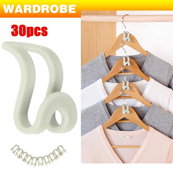 SUTENG 30 Pcs Clothes Hanger Connector Hooks, Outfit Hangers, Velvet Hanger Cascading Hooks, Hanger Extender Clips, Velvet Huggable Hangers Accessory, Heavy Duty Space Saving for Closet