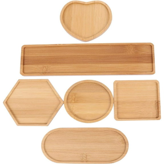 SUTENG 6pcs Wooden Tray Fillable Mosaic Tray Wood Decorative Tray Art Tray Art Trays, Mosaic Supplies for DIY Plate