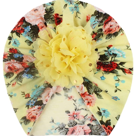 SUTENG Accessories Floral Hat Boy Headwear Hat Baby Girl Cap Baby Care Baby Bow flower printed hat female baby soft and comfortable