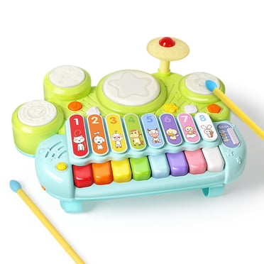 Hitish 3-in-1 Toddler Musical Toy - Piano Keyboard, Xylophone & Drum Set For Babies 1-3 Years Old
