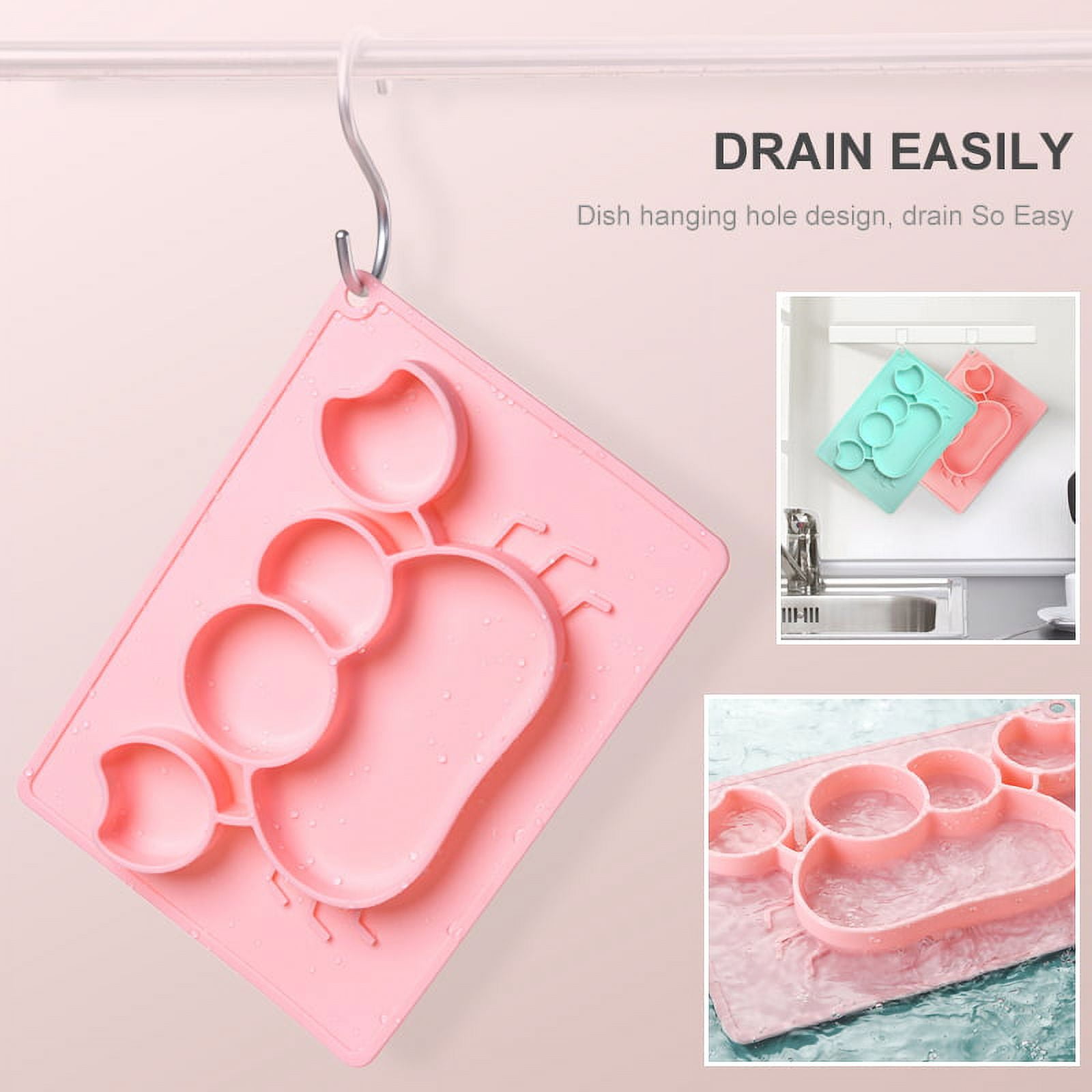 SUTENG Baby Suction Silicone Plate, Portable Silicone Divided Placemat