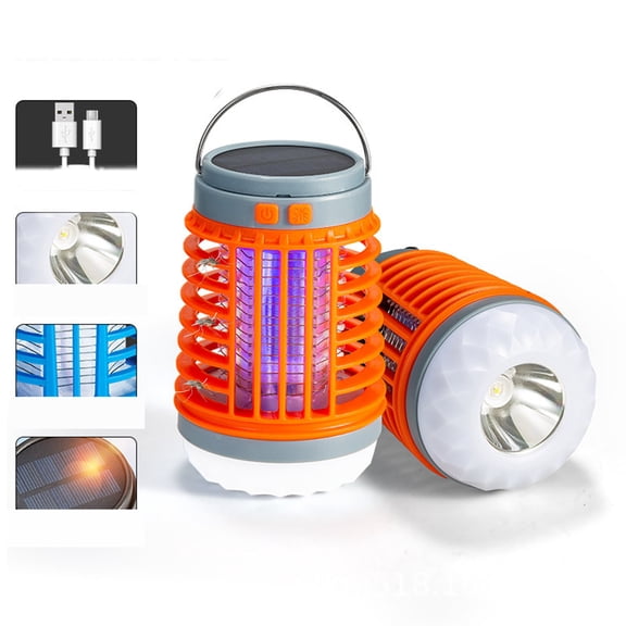 SUTENG Bug Zapper, Bug Zapper Outdoor Lamp Electric shock Mosquito Zapper, Bug Zapper Outdoor Solar and USB Charging Orange