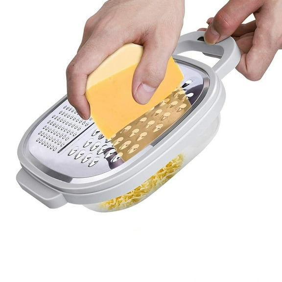 SUTENG Cheese Grater with Container, Stainless Steel Vegetable Chopper Ginger Shredder for Kitchen with Lid and Detachable Storage Container, for Parmesan Cheese Vegetables Ginger