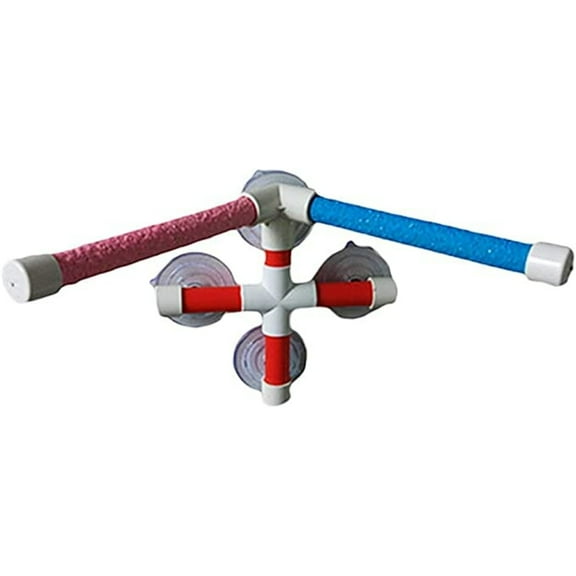 SUTENG Double Suction Cup Shower Perch Window Wall Stand for Bird Parrot Cockatiel Conure Macaw African Cockatoo Lovebirds Bath Toy Accessories(Ramdom Color)