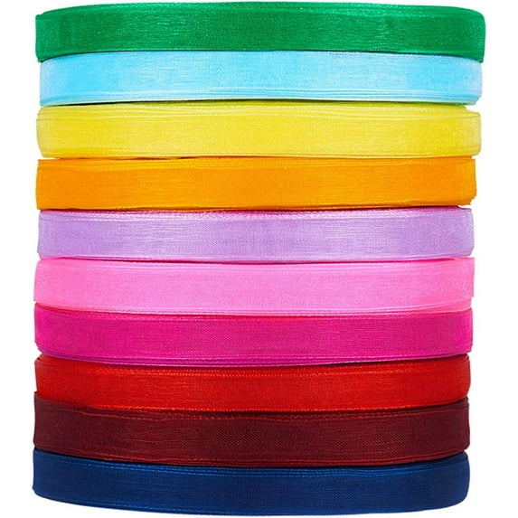 SUTENG Fabric Ribbon Silk Satin Ribbon Roll 10 Solid Colors for Present Wrapping Party Wedding Home Decoration