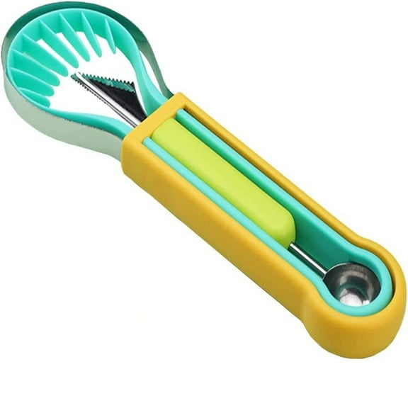SUTENG Melon Baller Scoop Set-3 in 1 Stainless Steel Fruit Tool Double Sided Melon Baller Watermelon Cutter Fruit Carving for Fruit Slicer Dig Pulp Separator