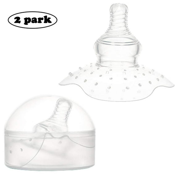 SUTENG Nipple Shield Premium Contact Nippleshield for Breastfeeding with Latch Difficulties or Flat or Inverted Nipples, Non-Toxic Massage Granules and Cross Outlet Nipple Shield(2 Pack)