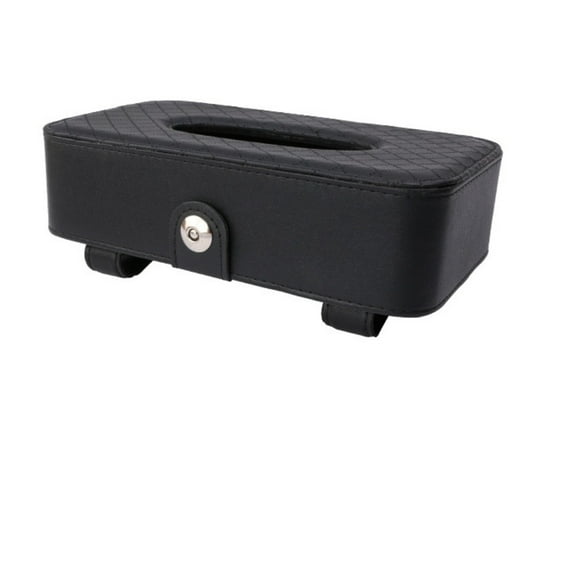 SUTENG PU Leather Clip Car Sun Visor Tissue Box Holder for Facial Tissue and Other Napkin Papers -Black