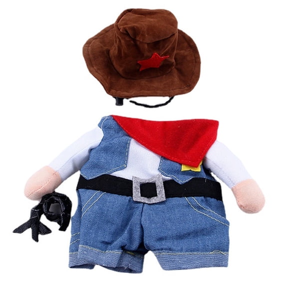 SUTENG Pet Dog Cat Halloween Costumes, the Cowboy for Party Special Events Costume, West Cowboy Uniform with Hat